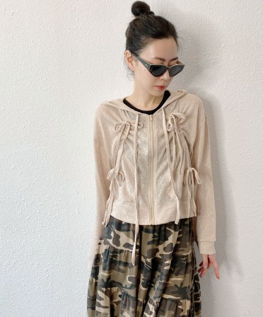 Beige Ultra Light Ribbon Jacket #250417